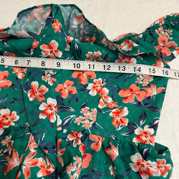 Tularosa S Green Off Shoulder Floral Tiered Ruffle Midi Dress Romantic Boho - Picture 6 of 10